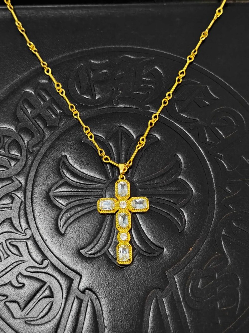 Chrome Hearts Square Diamond Cross Necklace